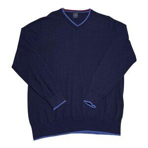 Tailorbyrd Lightweight 100% Cotton‎ Navy Blue V-neck Sweater Men’s 2XL (Fits XL)